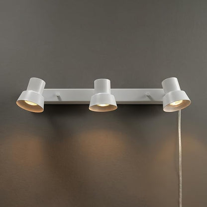 Globe Electric 64000116 22" 3-Light Plug-in Track Lighting, Matte White, Pivoting Heads, 15-Foot Cord, in-Line on/Off Rocker Switch, Modern Ceiling Light Fixture for Apartment or Renters