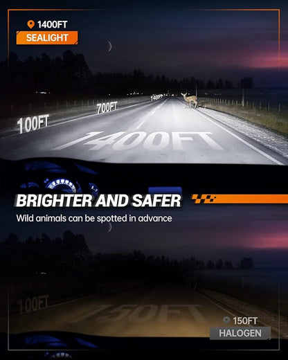 SEALIGHT 9006/HB4 Fog Bulbs or 9006 Fog Light, 40,000LM Super Bright 9006 Powersport Bulbs, 9006 White Light, Powersport Fog Light, Plug-and-Play, Pack of 2