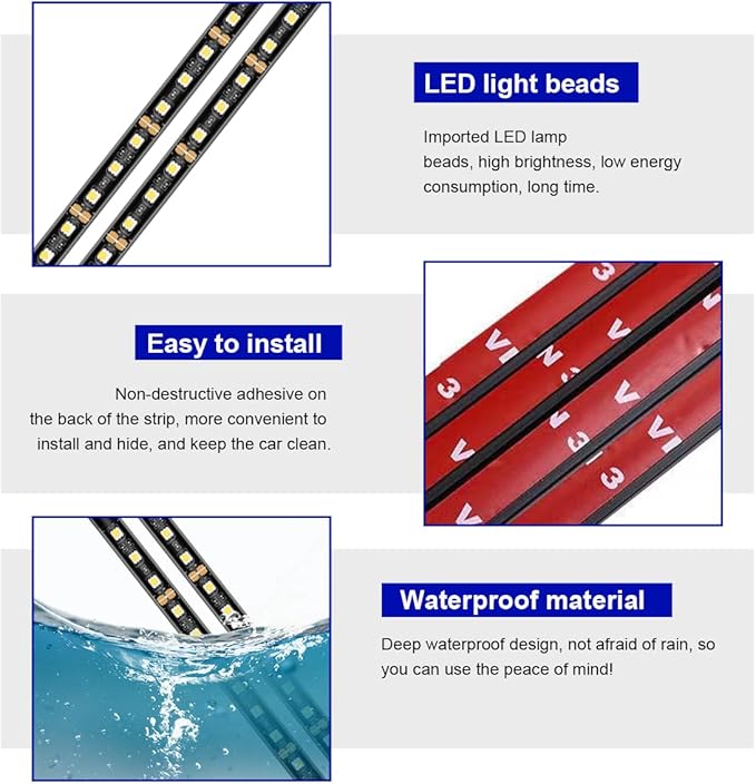 povtii Car LED Strip Light, 24 LED RGB Auto Under Dash Interior Atmosphere Lights, USB Vehicle Decorative Lamp Ambient Night Light Strip, Lighting Kit Car Accessories (White)