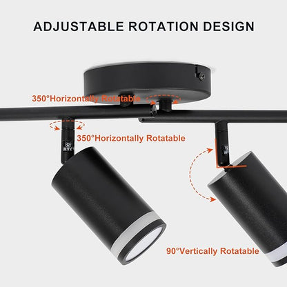 Ketom 4-Light Track Lighting Fixtures Ceiling, GU10 Black Led Ceiling Spotlight, Modern Track Light Kit for Kitchen Bedroom Living Room