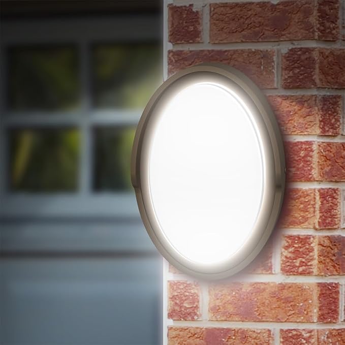 Feit Electric LED Outdoor Wall Light, 1200 Lumens Dusk-to-Dawn Porch Light with 5CCT Selectable Color (3000K–6500K), Bronze Exterior Wall Mount Fixture, Wet Rated LED Sconce S10OWM/5CCT/DD/BZ