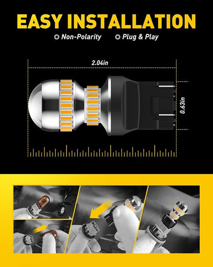 AUXITO LED Turn Signal Bulb 3157 LED Bulbs Amber Yellow Brighter 3156 3457A 4057 4157 LED Bulb for Front Rear Turn Signal Light Blinker DRL Marker Parking Lights, Pack of 2
