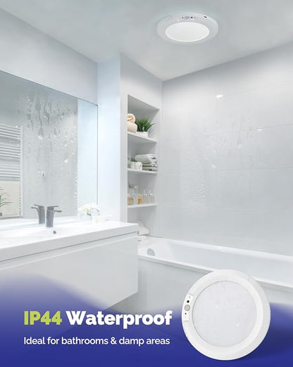 10,000mAh Rechargeable Ceiling Light with Remote, 7.09“ Wireless Waterproof Shower Lights 3000K/4000K/6000K, Battery Powered Light for Closet Battery Operated, Motion Sensor Lights No Wiring