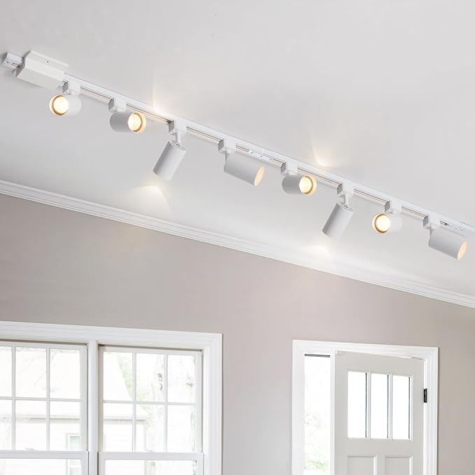 12-Light LED Track Lighting Kit with 13FT H Track Lighting Rails & Floating Canopy Connector, GU10 Track Light Kit, Modern Kitchen Track Lighting Fixtures Ceiling Spot Light, White(No Bulbs)