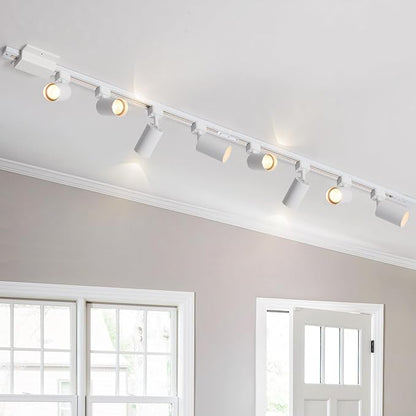 12-Light LED Track Lighting Kit with 13FT H Track Lighting Rails & Floating Canopy Connector, GU10 Track Light Kit, Modern Kitchen Track Lighting Fixtures Ceiling Spot Light, White(No Bulbs)
