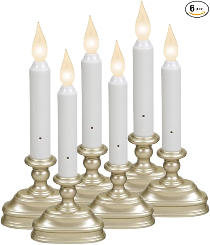 Xodus Innovations FPC1520P-R6 Battery Operated LED Window Candle with New Hot Spot Technology and Dusk to Dawn Sensor and Choice of Warm or Bright White Flame (Pack of 6)