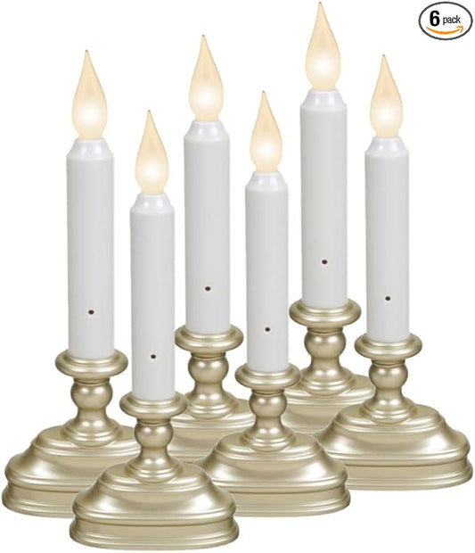 Xodus Innovations FPC1520P-R6 Battery Operated LED Window Candle with New Hot Spot Technology and Dusk to Dawn Sensor and Choice of Warm or Bright White Flame (Pack of 6)
