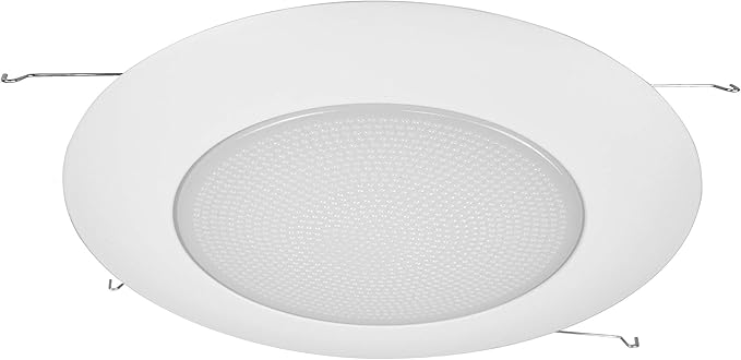 NICOR Lighting 6 inch White Lexan Flat Albalite Shower Trim with Plastic Trim Ring and Albalite Lens (17575)