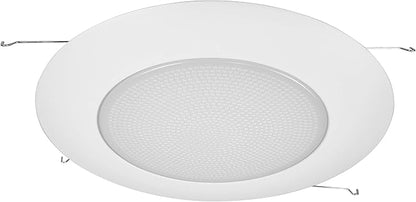 NICOR Lighting 6 inch White Lexan Flat Albalite Shower Trim with Plastic Trim Ring and Albalite Lens (17575)