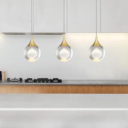 JoollySun Modern Crystal Pendant Light: Mini Gold Hanging Light Fixture for Kitchen Island Bathroom