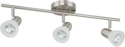 XiNBEi Lighting Track Light, 3 Light Kitchen Ceiling Light with Glass, Modern Fixed Rail Lighting Brushed Nickel XB-TR1237-3-BN