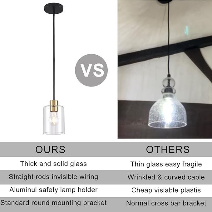 Black Brass Pendant Lights Kitchen Island - Clear Glass Brass Gold Pendant Light Fixture Multiple Stems Rods 3 Units 12 Inch 3 Units 4 Inch (3 Pack Black Brass Downrod)