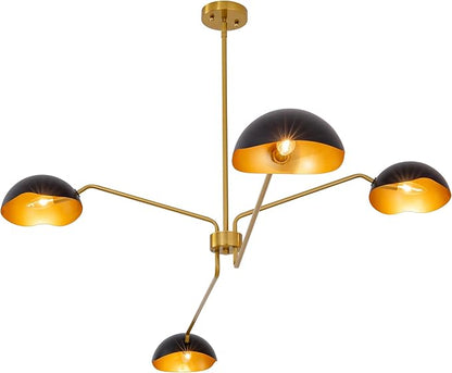 Modern Chandelier Large 55" Black and Gold Sputnik Chandeliers 4 Lights Mid Century Ceiling Pendant Light Fixture Luxury Metal for Dining Room Foyer Staircase
