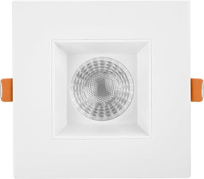 Maxxima 4 in. Low Kelvin Ultra-Thin Square Recessed Anti-Glare LED Downlight, Canless IC Rated, 1200 Lumens, 5 Color Temperature Selectable 2200K/2400K/2700K/3000K/3500K, Dimmable, J-Box Included