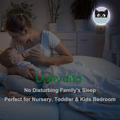 Cat Lamp Cartoon Black Cat Big Eyes Cute Kitten Animal Plug-in Night Lights with Dusk-to-Dawn Sensor for Bedroom, Bathroom and Living Room 0.5W Sleep Friendly for Women/Girls/Boys