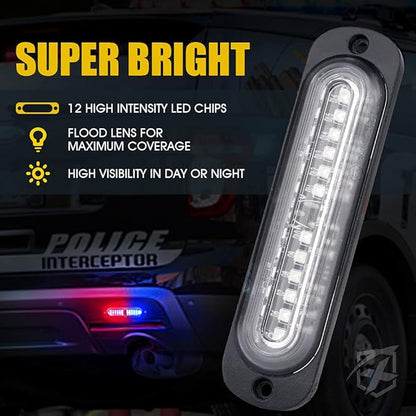 Xprite Red Blue LED Emergency Strobe Lights Kit, Surface Flush Mount Grill Grille Hazard Warning Safty Flashing Police Light for Volunteer Vehicles Off-Road Trucks Cars SUV ATV UTV Motorcycle - 10PCS