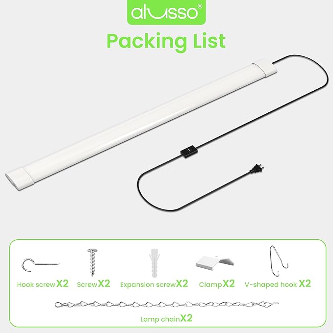ALUSSO® LED Shop Lights for Workshop 4FT, 4800LM Super Bright, 40W/30W/20W, 6500K 5000K 4000K 3000K 2700K 5CCT Selectable, Linkable Linear Work Light for Garage Basement, ETL, 1 Pack