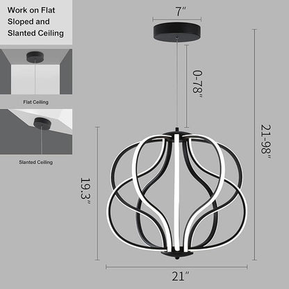 Modern LED Chandelier，Black Adjustable Hanging Chandelier ，Easy to Install, Suitable for Foyer, Dining Room, Living Room, Bedroom