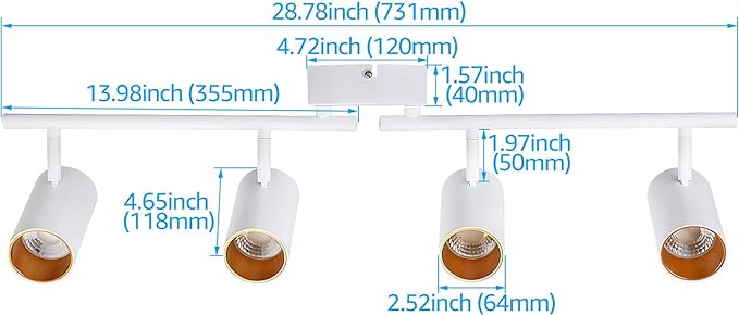 LEONLITE 36W LED Track Lighting Fixtures Ceiling Dimmable, 4 Light Directional Track Fixture Flush Mount, CRI90, 2800lm, Spotlight Ceiling Light Indoor, Aluminum, Anti-Glare, 3000K Warm White, White