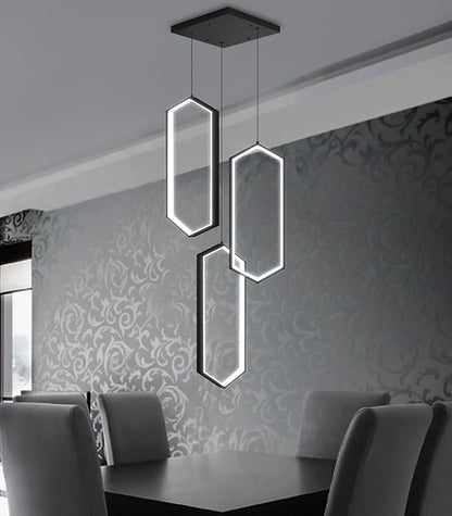 3-Rings Dimmable Pendant Lighting Adjust LED Mini Chandelier Ceiling Light Fixtures for Kitchen Island Dining Room Living Room Bedroom Black