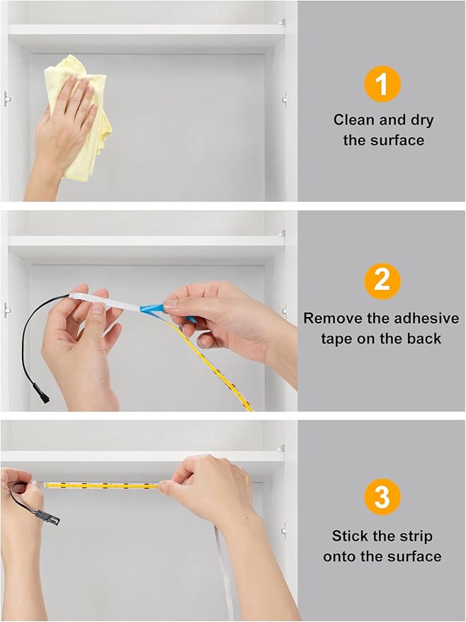 JUSJUBR Shelf Lights, 6 PCS 20 Inch Dimmable Flexible COB LED Light Strips, Warm White 3000K, LED Under Cabinet Lights for Display Case, Bookshelf, Kitchen, Wardrobe and Closet