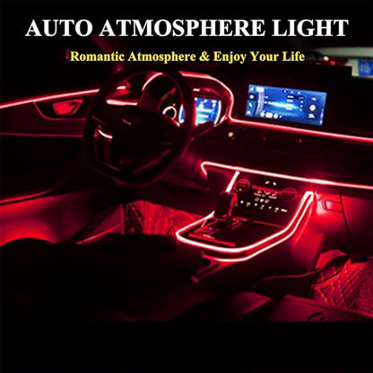El Wire Red Neon Lights 16FT/5M Car Interior Led Strip Light USB 5V for Car Garden Party Decoration