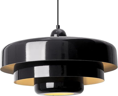 Black Pendant Lights Kitchen Island, Modern Ceiling Pendant Lighting Fixtures Adjustable Hanging Pendant Light 3-Layer Metal Shade Design Vintage Flush Mount Light for Dining Table Living Room Hallway