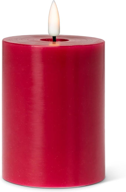 Abbott Collection Wax LED Flameless Pillar Candle - Red (3x4 H)