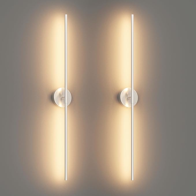40In Sand Nickel Wall Sconces Set of Two Hardwired Linear Bathroom Sconce 360° Rotate Modern Vanity Light Bar 3000K for Bedroom Bathroom