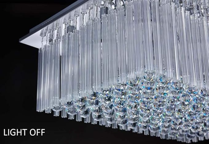 Saint Mossi 12-Lights Modern Chandelier Lamp K9 Crystal Chandelier Light Fixture,Modern Flush Mount Ceiling Light Fixture Raindrop Chandelier for Bedroom,Dining Room,Livingroom,L32 x W22 x H10