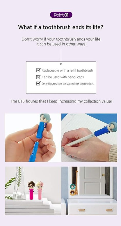 [BTS Official Merchandise] Fans Gift - K-Pop Idols Goods - BTS Character Figure Toothbrush with Convenient Magnetic Holder (J-hope)