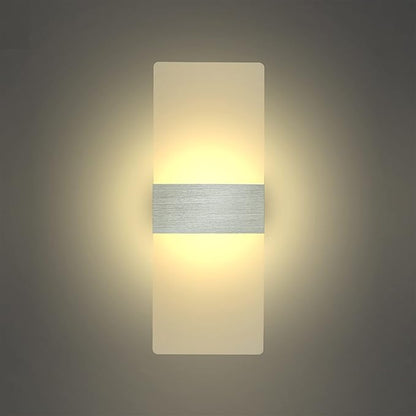 KICAAO Wall Sconces, Modern Wall Sconce Plug in 10W 6000K Cool White Acrylic Wall Lights with 6FT/180cm Plug in Cord and On/Off Switch on The Cord (Warm White 2700K 2Pack)