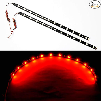 SOCAL-LED LIGHTING 30cm 12" Red Flexible LED Strips High Power Bright 5050 12 SMD Car DRL Under Dash Accent Light, Waterproof, Cuttable, Pack of 2