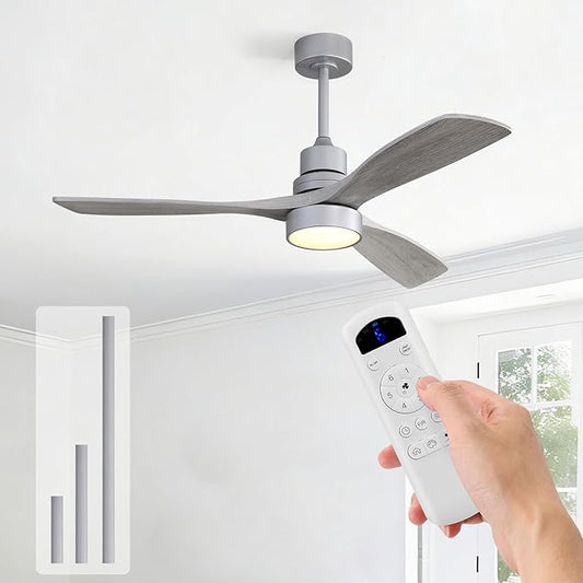 Sofucor Ceiling Fans with Lights, 52 Inch Low Profile Flush Mount Mordern Wood Ceiling Fan with Remote for Indoor Farmhouse Bedroom Living Room Outdoor Patio Porch, Reversible DC Motor, Noiseless