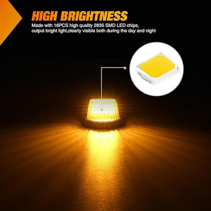 Nilight LED Cab Marker Lights 5 PCS 16 LED Smoke Lens Amber Clearance Roof Running Light Compatible with1984-1997 Ford F150 F250 F350 Pickup Trucks 1988-1997 Ford F Super Duty