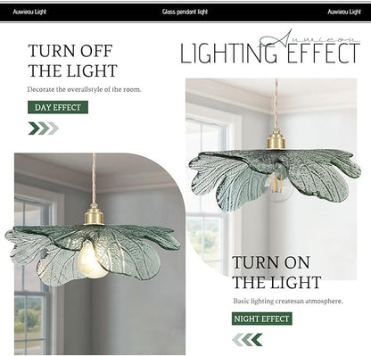 Gold Modern Brass Pendant Lights 15.74" Large Ceiling Hanging Light with Dark Green Glass Shade, Adjustable Glass Pendant Light for Dining Room Bedroom Hallway, 1-Light