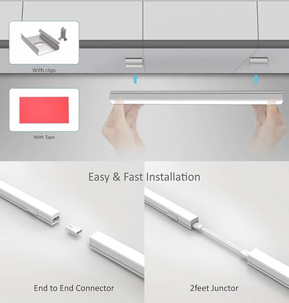 Leetdud Under Cabinet Lighting Plug in, 32 Inch 2 Pcs, Linkable AC120V 3CCT 3000K/4000K/5000K Ultra Slim, LED Under Cabinet Lights for Counter Light, Kitchen, Shelf, Sink, Workshop, Desk, White