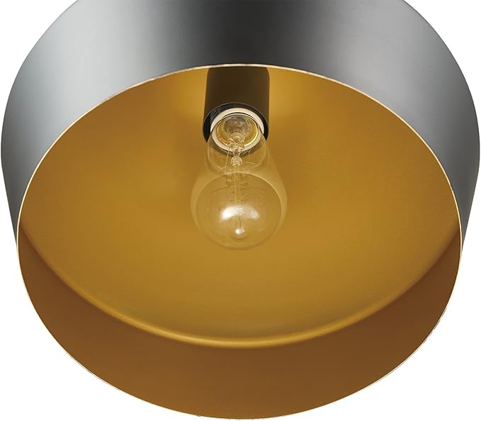 Globe Electric 65841 Amara 1-Light Pendant Lighting, Matte Black, Gold Interior, Bulb Not Included