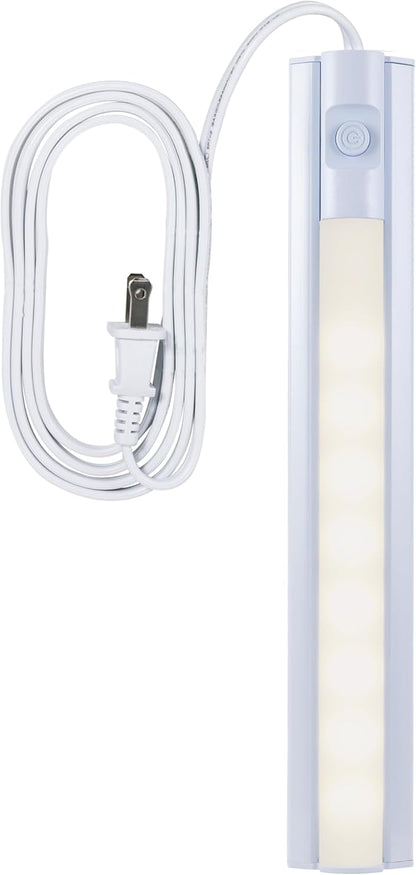 Enbrighten 10 Inch LED Premium Under Cabinet Light Fixture, Plug-In, Bright White 3000K, 275 Lumens, Plastic Housing, On/Off Switch, Perfect for Kitchen, Home Office, Garage, Workbench & more, 26534