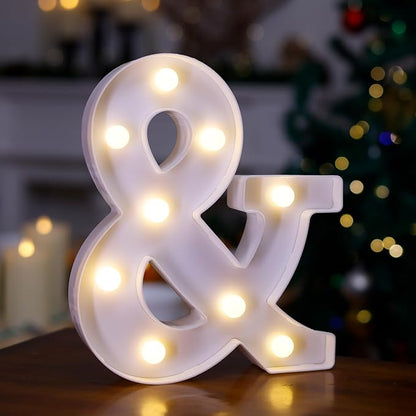 LED Marquee Sign Light Up Letters, Alphabet Light Up Letters Sign, Battery Powered LED Letter Lights for Night Light, Wedding, Birthday, Party, Christmas or Home Decor (Symbol &)