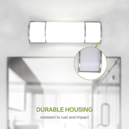ASD LED 18" Vanity Flush Mount Light Fixture, Linear Bathroom Lighting Bar | 3CCT, Dimmable, ETL Listed | 20W 2300LM 3000-5000K 100-277V | Long Tube Bath Wall Sconce Over Mirror | Nickel, 4 Pack