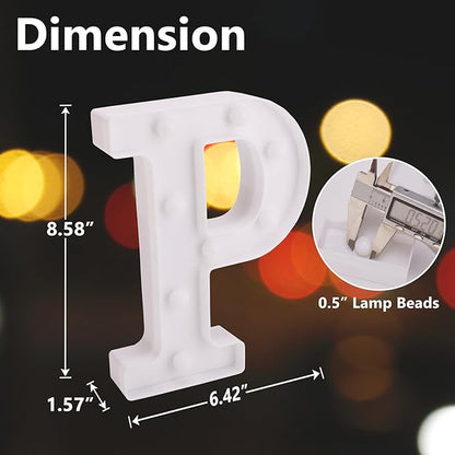 LED Marquee Sign Light Up Letters, Alphabet Light Up Letters Sign, Battery Powered LED Letter Lights for Night Light, Wedding, Birthday, Party, Christmas or Home Decor (Letter P)
