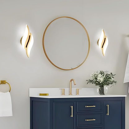 CANEOE Modern LED Wall Sconce 6000K Gold Indoor Wall Light Fixtures Acrylic Wall Sconce Lighting for Living Room Bedroom Bedside Bathroom Hallway Stairway Wall Lamp (Gold, 1 Pack, 6000K)