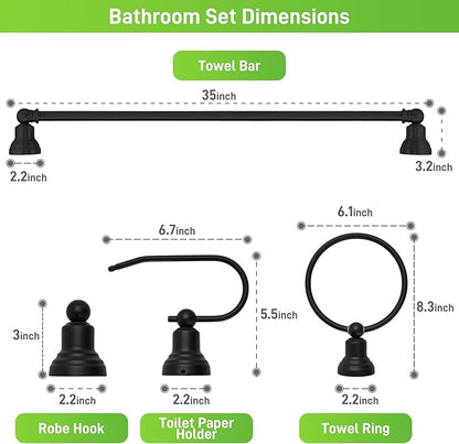 hykolity 3-Light Bathroom Vanity Light, 5-Piece All-in-One Bathroom Set, 20 Inch Modern Wall Lamp, Oil Rubbed Bronze Wall Sconce with Clear Glass Shade, Wall Lights for Bedroom, Living Room, Mirror