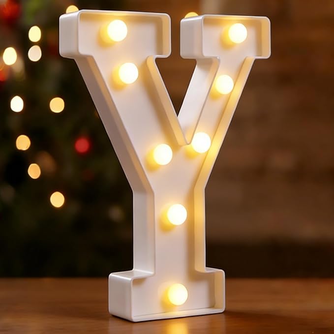 Small Led Marquee Letters, Light Up Letters, 8.58 Inch Led Letter Lights, Battery Powered Lighted Sign for Table, Party, Birthday, Christmas Decor (Letter Y)