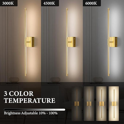 SAIMAND Wireless Sconces Set of 2 Battery Operated,8000mAh USB Rechargeable Wall Light with Remote Control,3000K-6000K LED Dimmable Wall Lamp for Living Room, Hallway, Bedroom (Gold)
