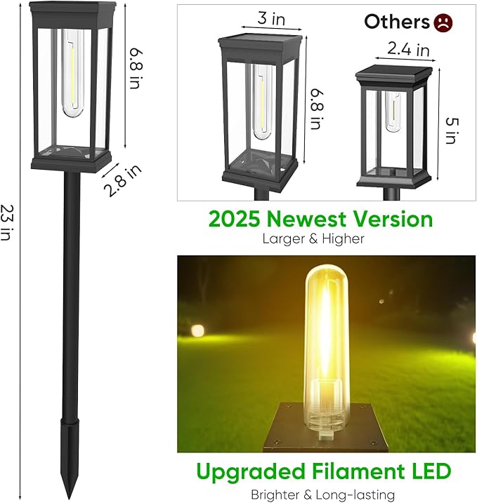 12 Pack Solar Pathway Lights Outdoor,IP65 Waterproof - Bright Solar Lights Outdoor,Auto On/Off Pathway Lights Solar Powered,Solar Path Lights for Walkway Driveway Garden