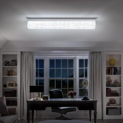 ykolupty L 40" Modern Rectangle Chandelier Silver Rectangular Flush Mount Chandelier Crystal Ceiling Light Fixture for Dining Living Room Kitchen Island