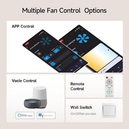 Ceiling Fans With Lights,52 Inch Smart Ceiling Fan, Remote/App Control, Compatible with Alexa/Google Assistant,Reversible,Dimmable,Adjustable Color Temperature,6 Speeds,Timer(Gray)