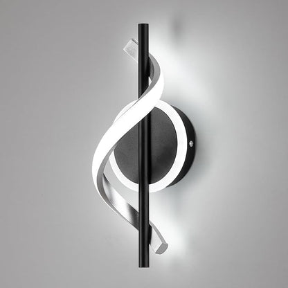 EIDISUNY LED Wall Sconces Indoor, 12W LED Wall Mount Lights, Modern Spiral Wall Lamp, 6000K Cold Light Fixture for Stairs, Living Room, Bedroom, Aisle, Hallway (Cold White, Black)